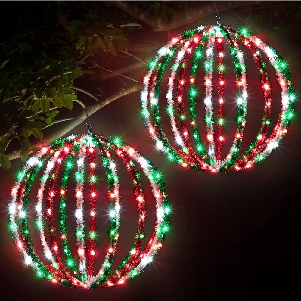 16'' Christmas LED Ball Lights Sphere, Waterproof Lighted Globe Holiday-2Pack